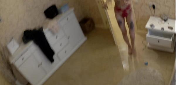  pov blowjob and sex with shy russian tattooed skinny teen in red lingerie